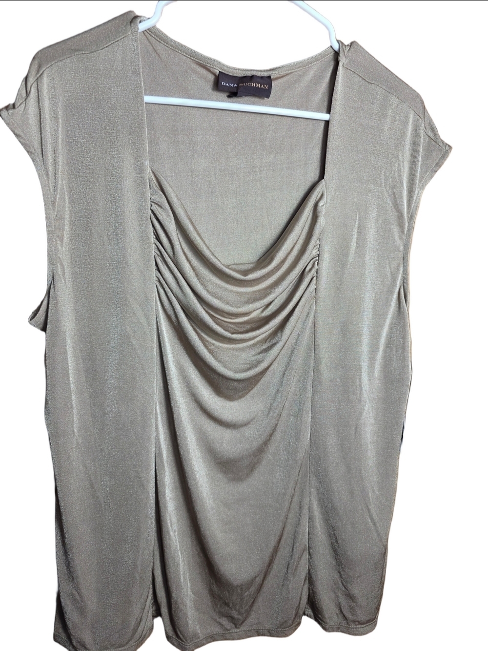 Dana Buchman Shimmery Gold Drape Front Tank Top Fancy XL NWT Dressy